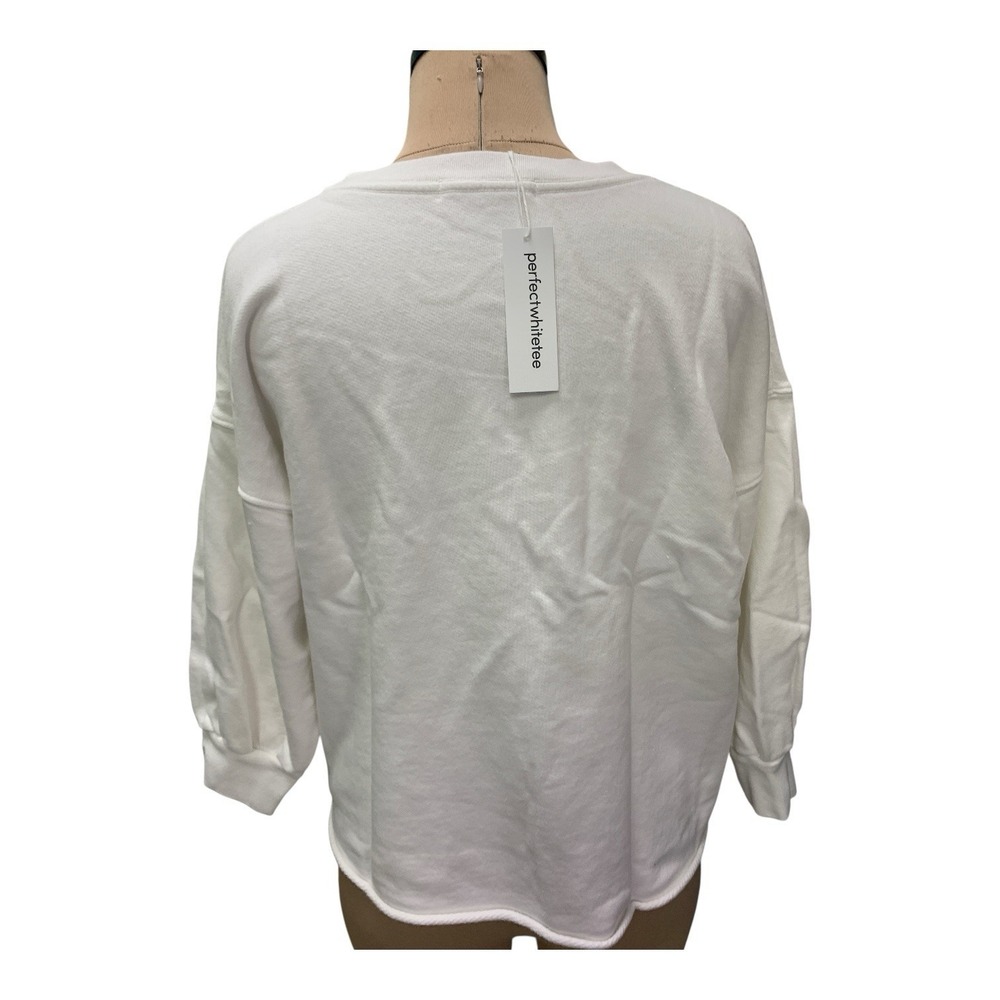 New Perfect White Tee Niall French Terry 3/4 Sweatshirt White Size Medium - Picture 2 of 6